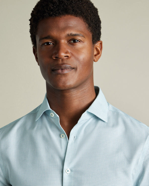 Non-Iron Stretch Texture Shirt - Teal Green