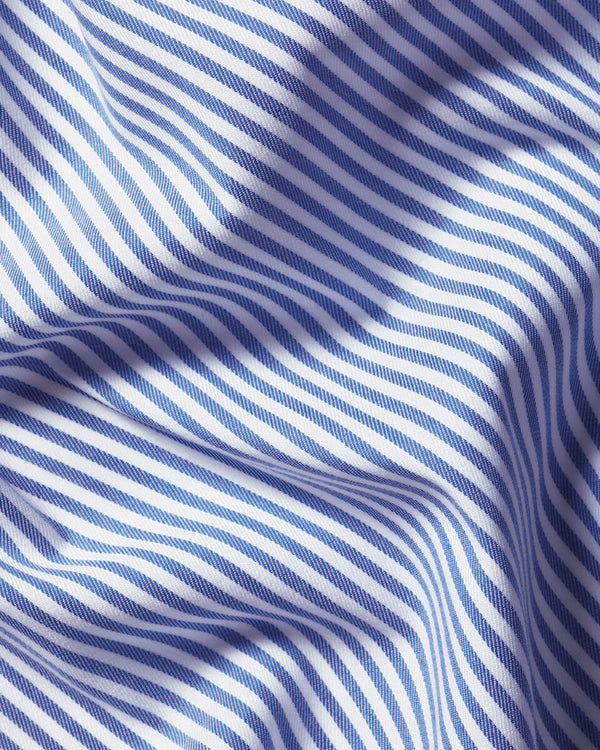 Non-Iron Twill Performance Stripe Shirt - Royal Blue