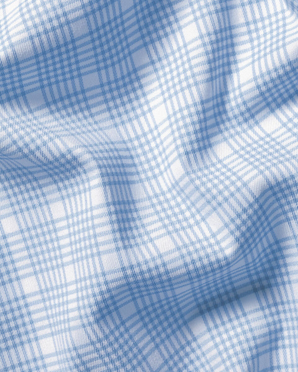 Non-Iron Twill Performance Check Shirt- Cornflower Blue