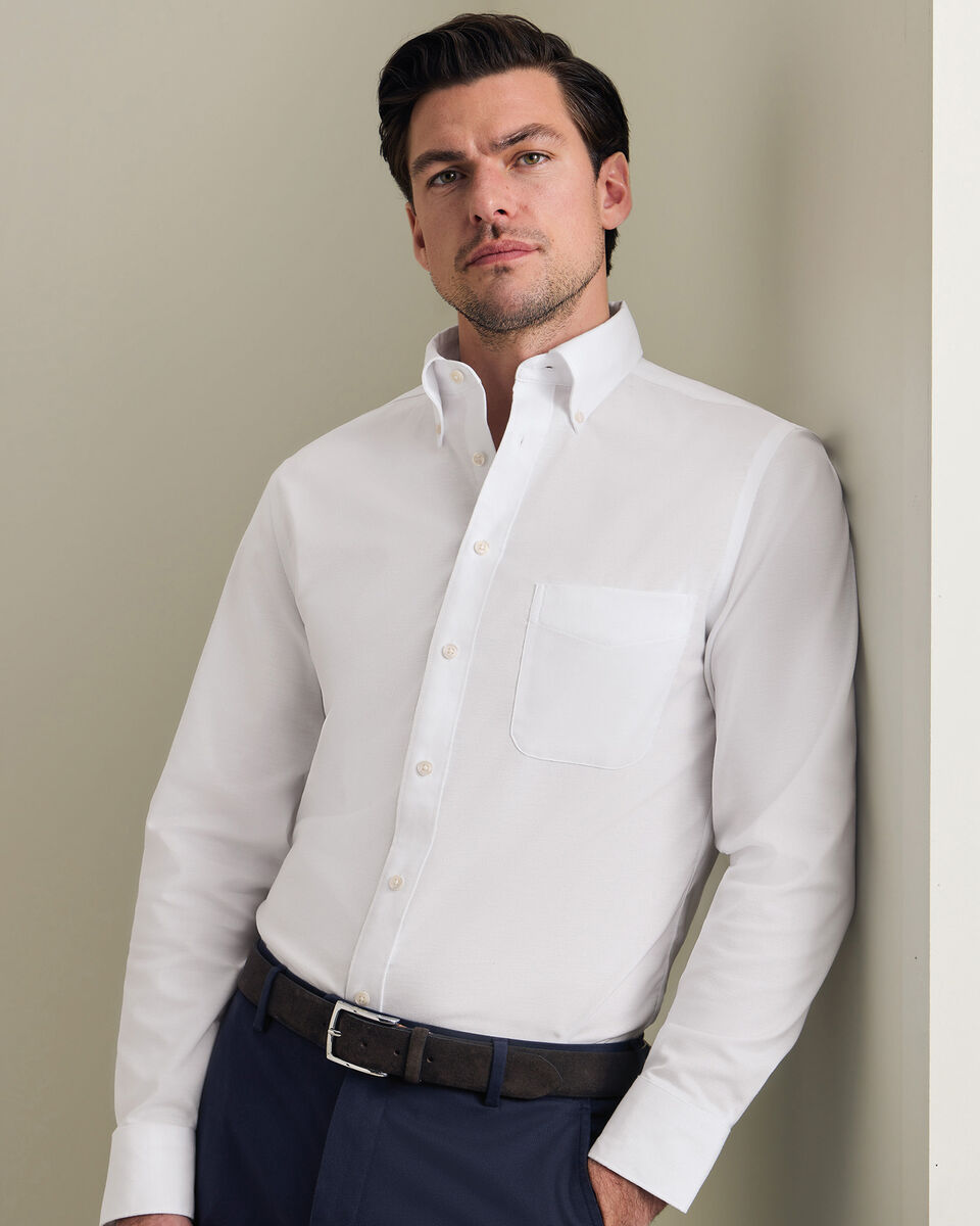 Non-Iron Stretch Oxford Shirt - White Secondary image