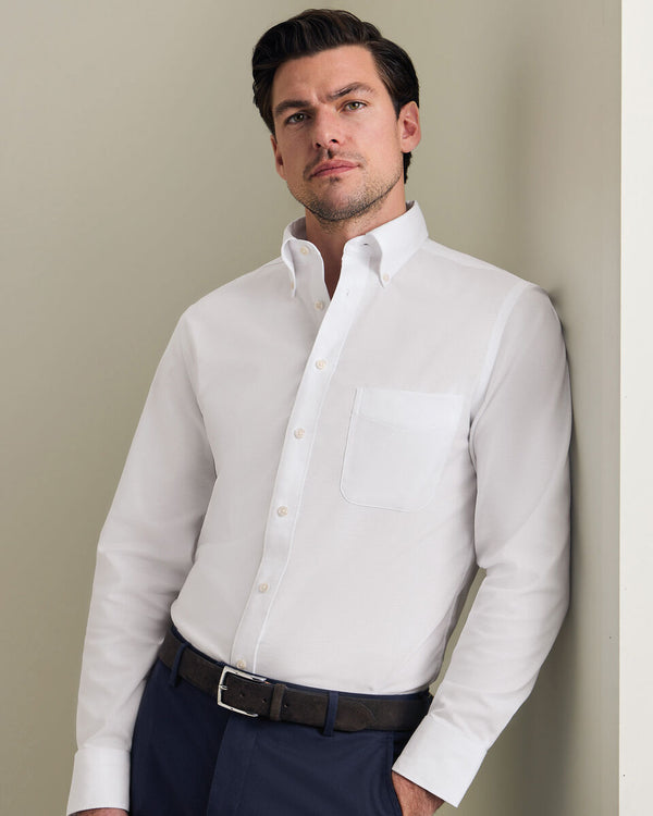 Non-Iron Stretch Oxford Shirt - White