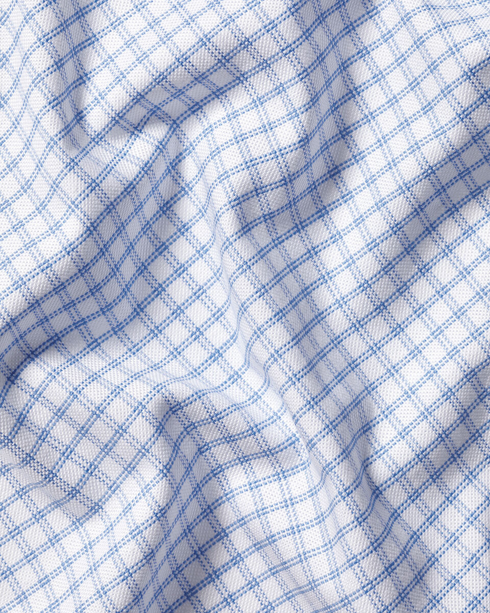 Non-Iron Stretch Oxford Check Shirt - Cornflower Blue