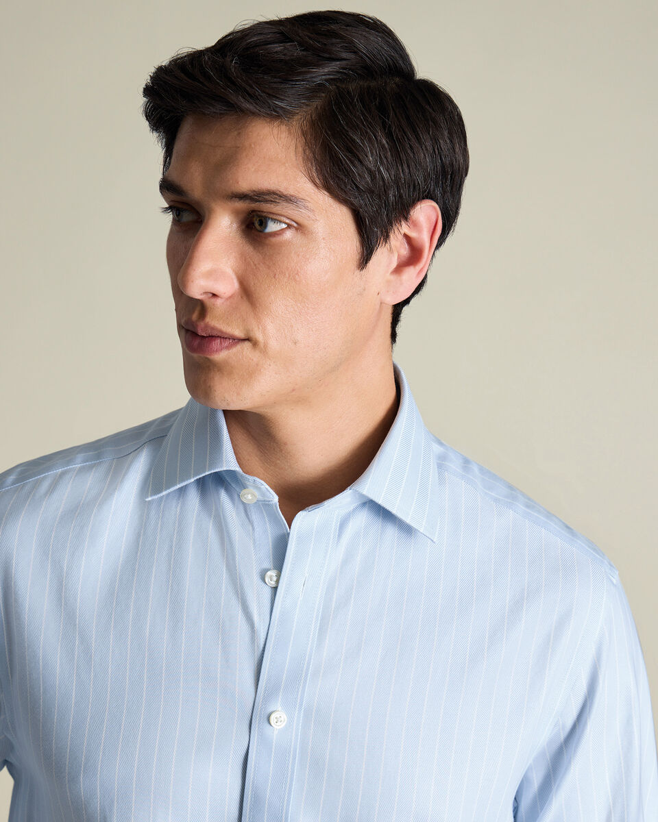 Non-Iron Herringbone Stripe Shirt – Light Blue