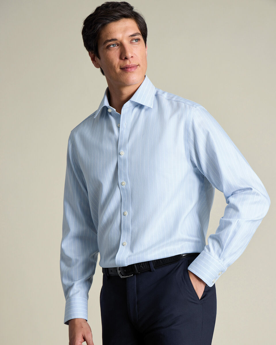 Non-Iron Herringbone Stripe Shirt – Light Blue Secondary image