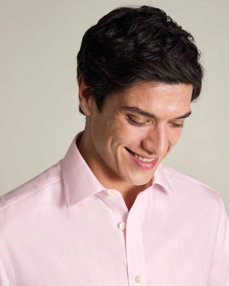 Non-Iron Herringbone Stripe Shirt – Light Pink