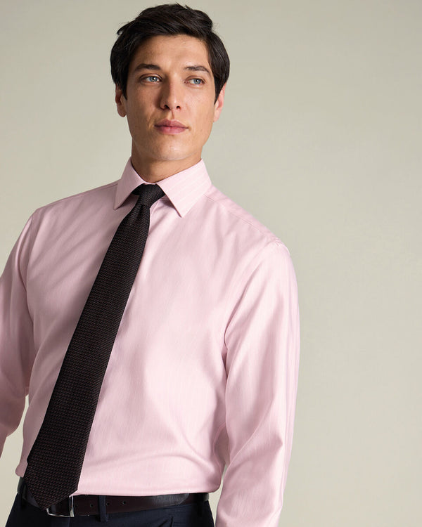 Non-Iron Herringbone Stripe Shirt – Light Pink