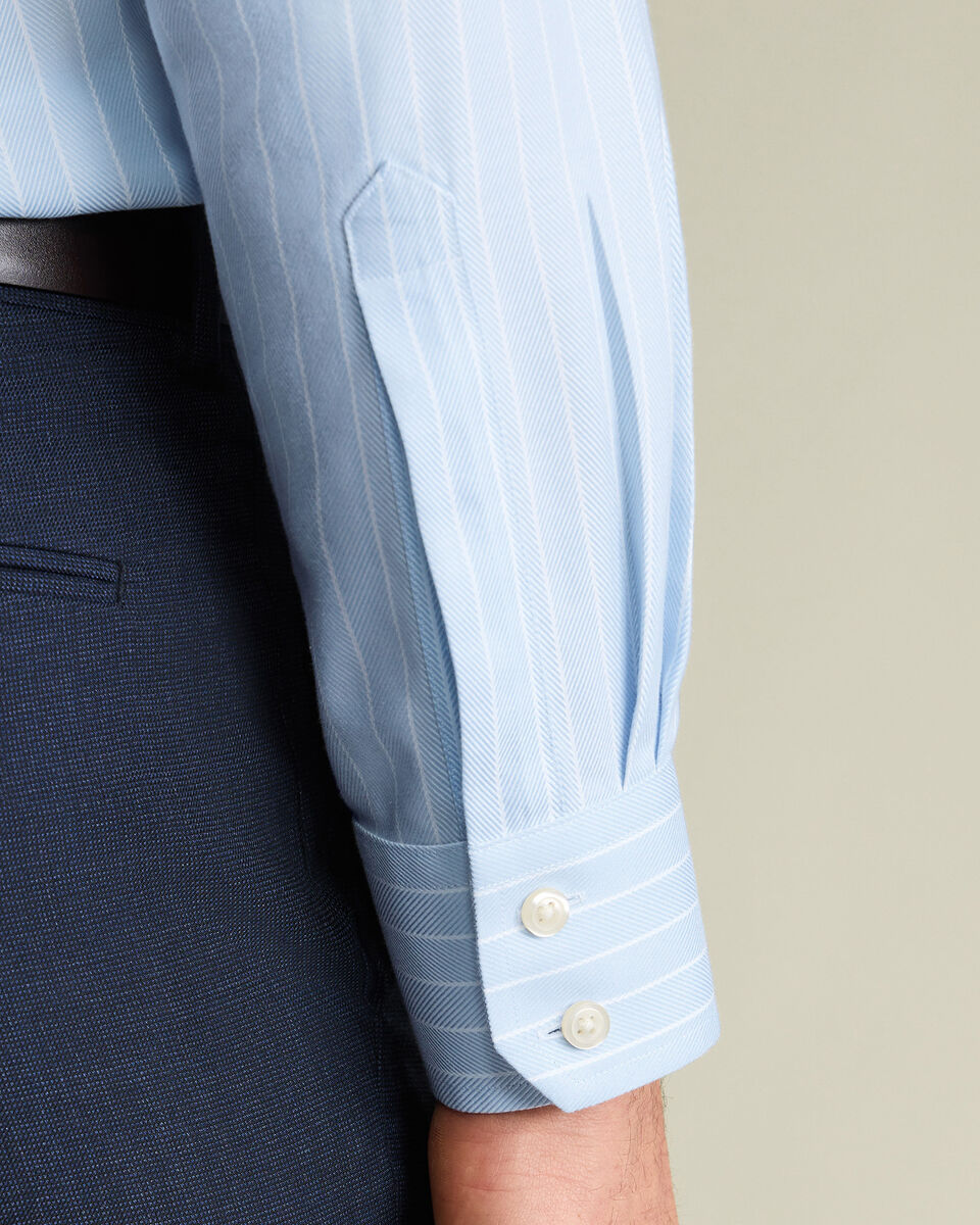 Non-Iron Herringbone Stripe Shirt – Light Blue