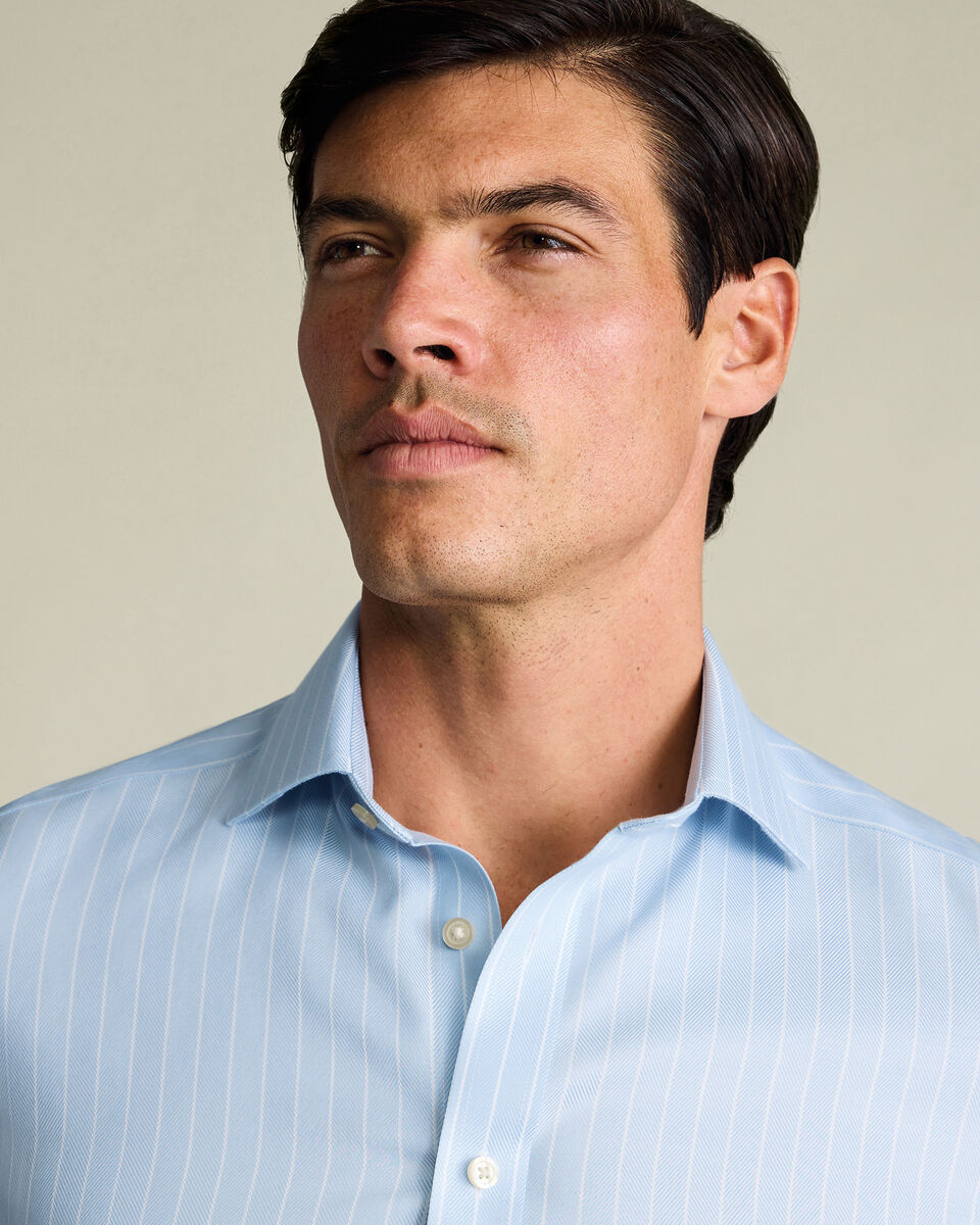 Non-Iron Herringbone Stripe Shirt – Light Blue