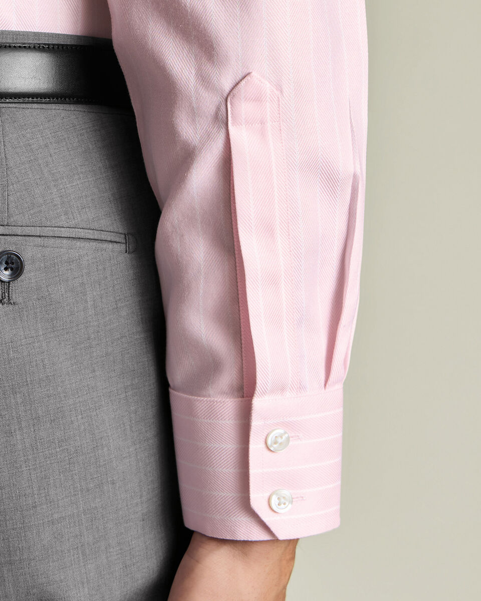 Non-Iron Herringbone Stripe Shirt – Light Pink
