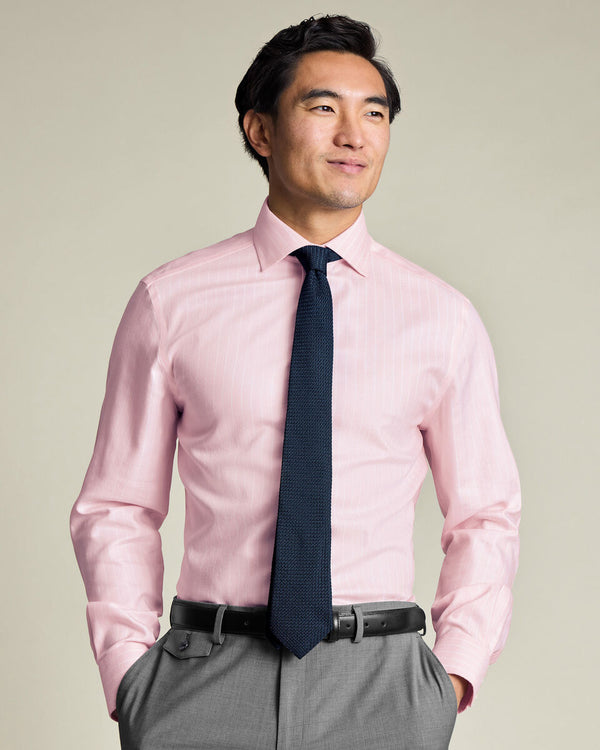 Non-Iron Herringbone Stripe Shirt – Light Pink