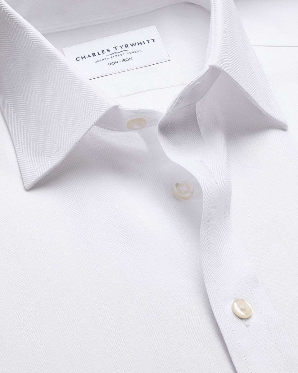 Non-Iron Herringbone Shirt - White Main image