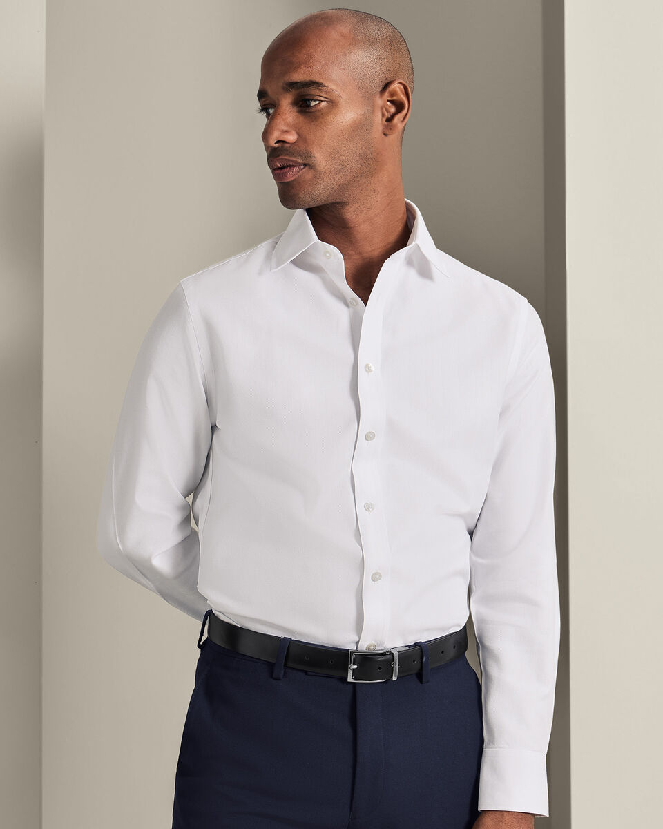 Non-Iron Herringbone Shirt - White Secondary image