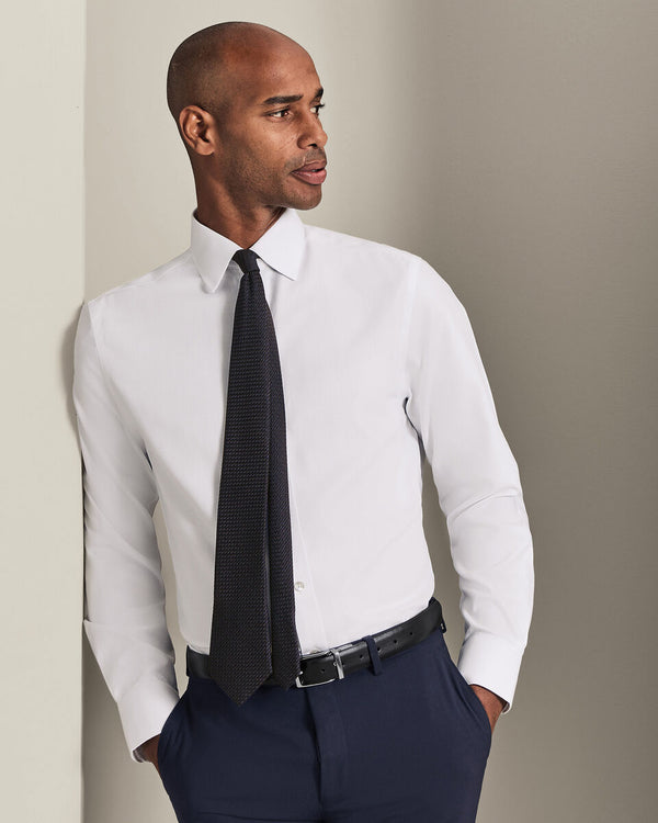 Non-Iron Herringbone Shirt - White