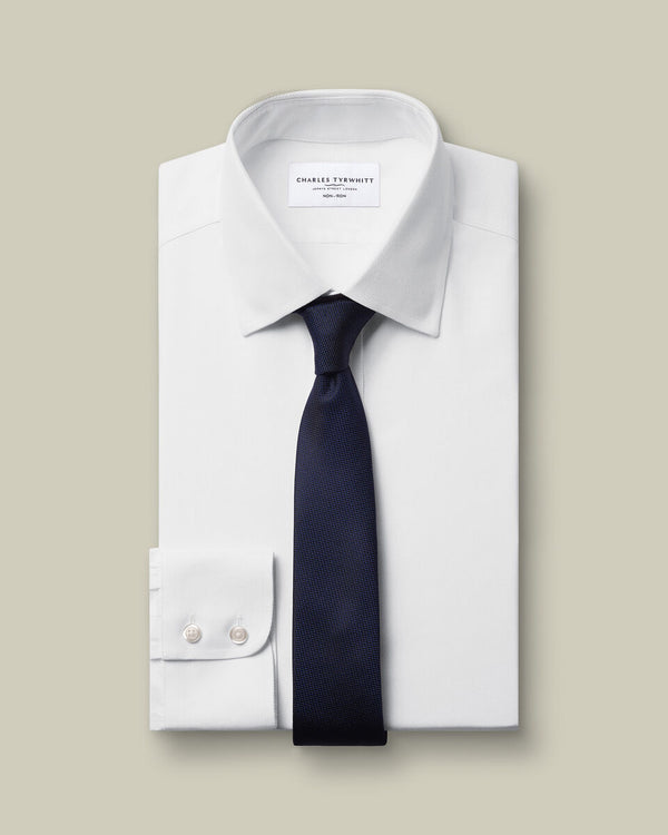 Non-Iron Herringbone Shirt - White