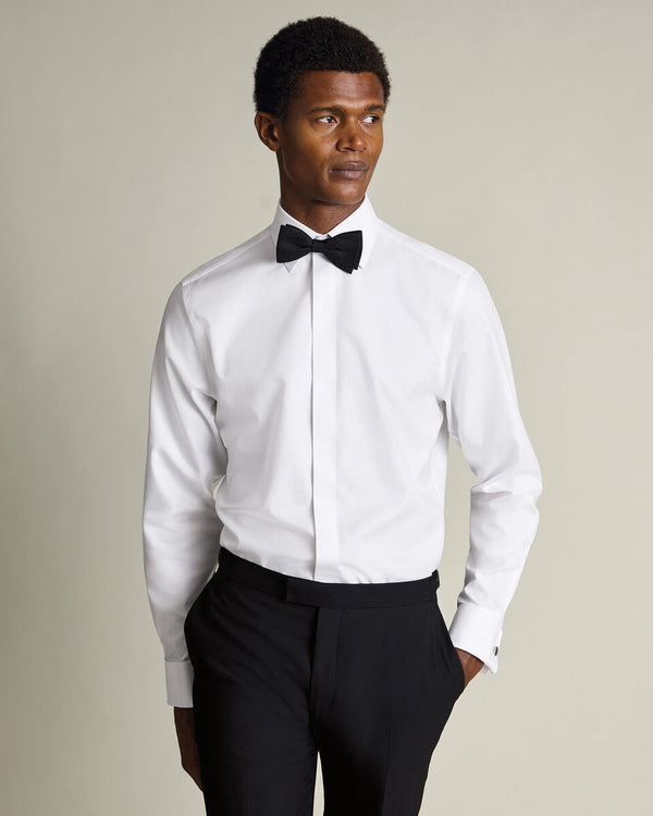Non-Iron Twill Evening Shirt - White