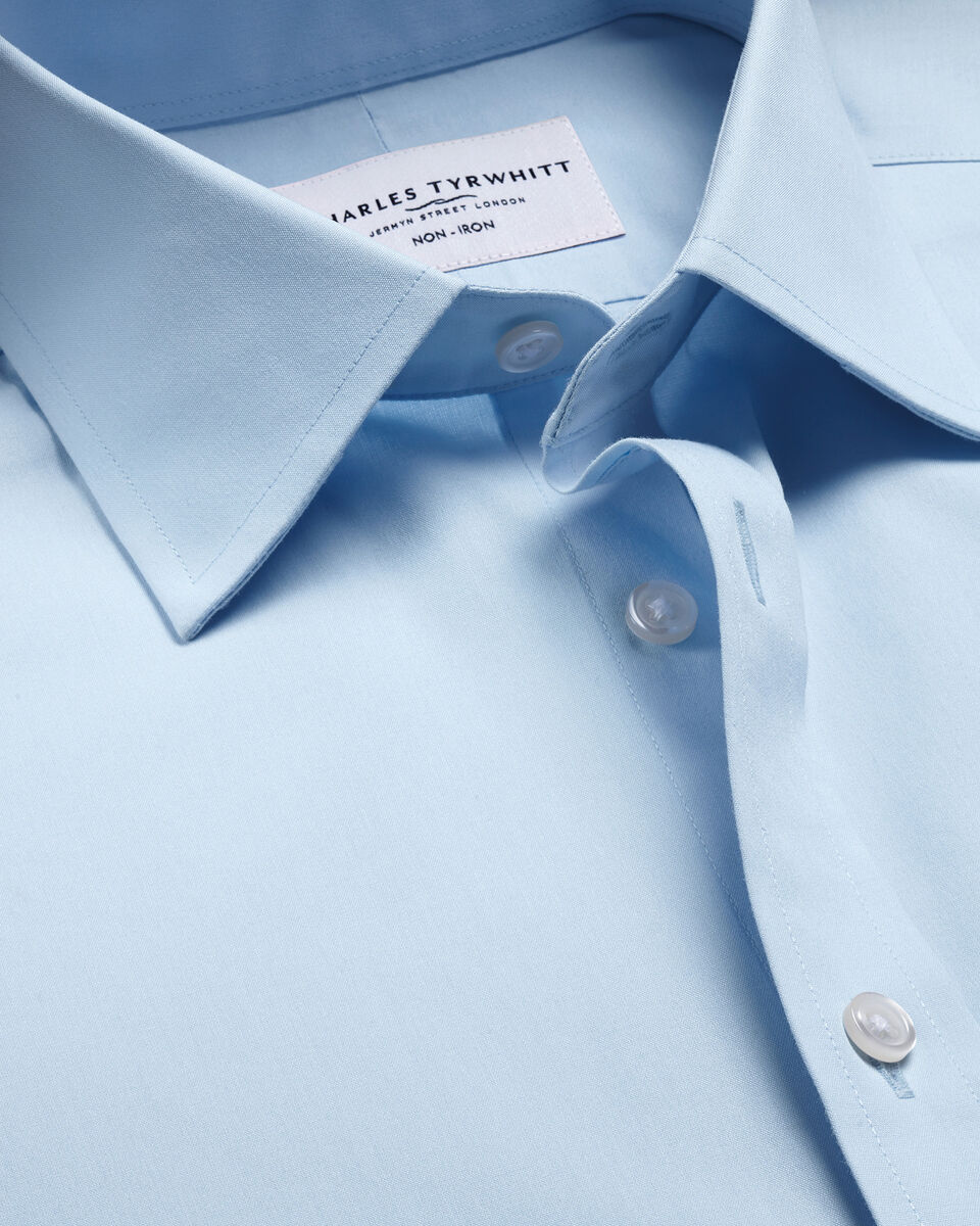 Non-Iron Stretch Poplin Shirt - Sky Blue Main image