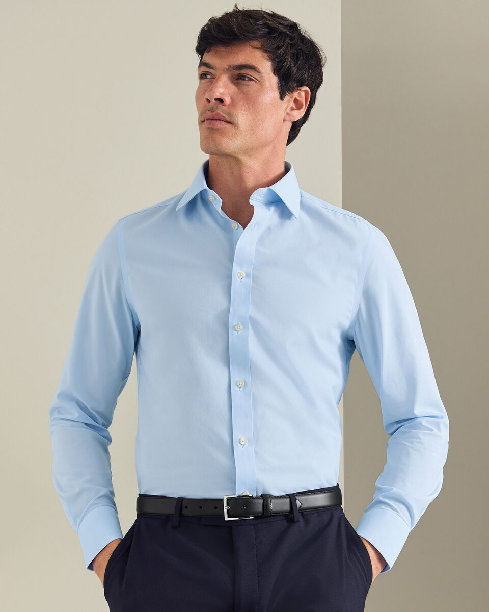 Non-Iron Stretch Poplin Shirt - Sky Blue Secondary image