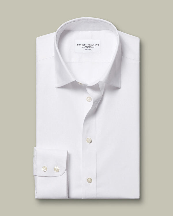 Non-Iron Stretch Poplin Shirt - White