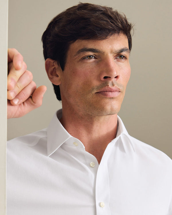 Non-Iron Stretch Poplin Shirt - White