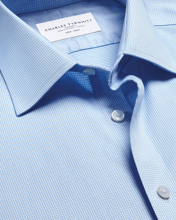 Non-Iron Puppytooth Shirt - Sky Blue