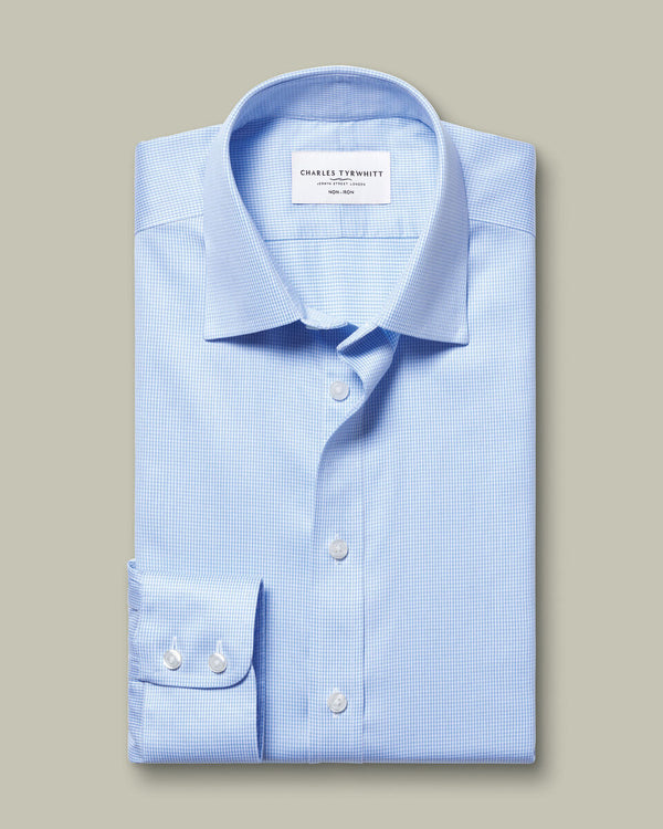 Non-Iron Puppytooth Shirt - Sky Blue