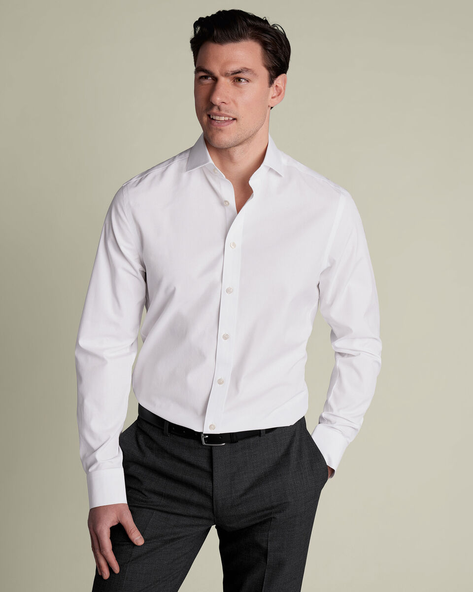 Non-Iron Stretch Poplin Shirt - White Secondary image
