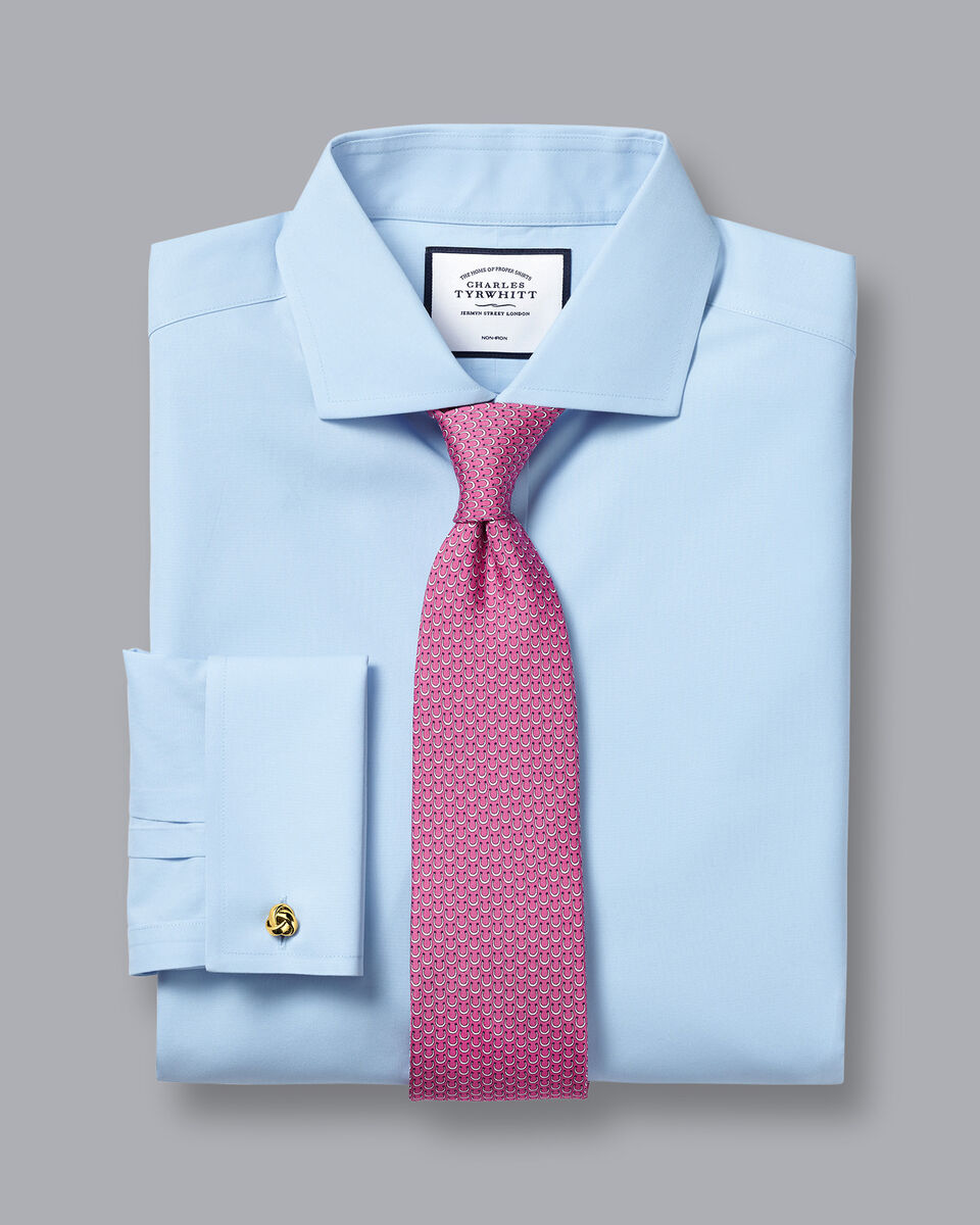 Non-Iron Stretch Poplin Shirt - Sky Blue