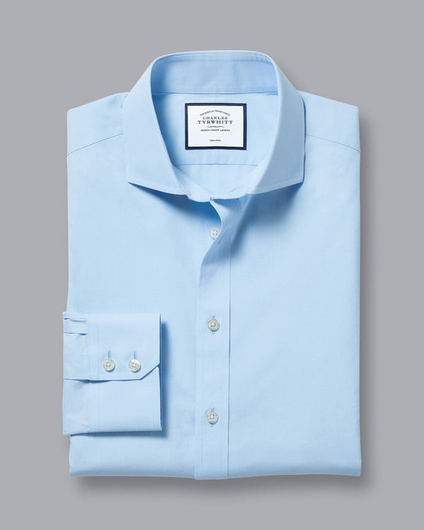 Non-Iron Stretch Poplin Shirt - Sky Blue