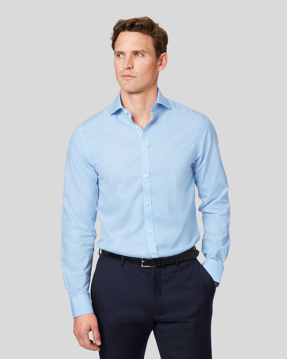 Non-Iron Stretch Poplin Shirt - Sky Blue