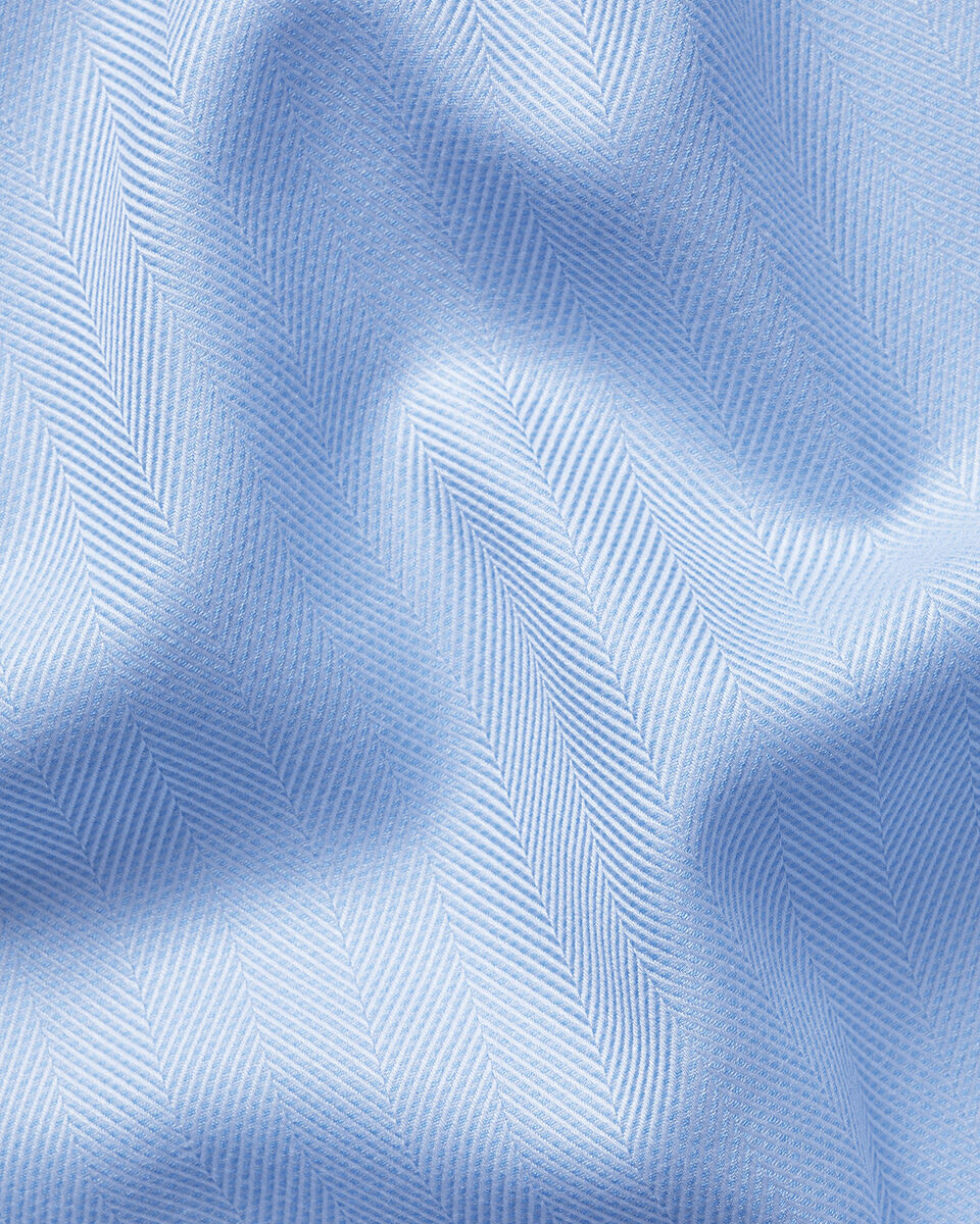 Non-Iron Herringbone Shirt - Sky Blue