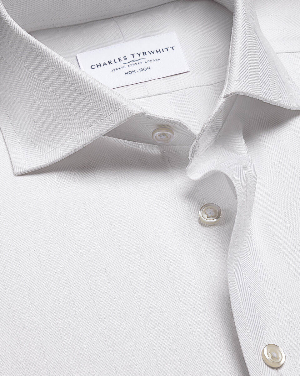 Non-Iron Herringbone Shirt - White Main image