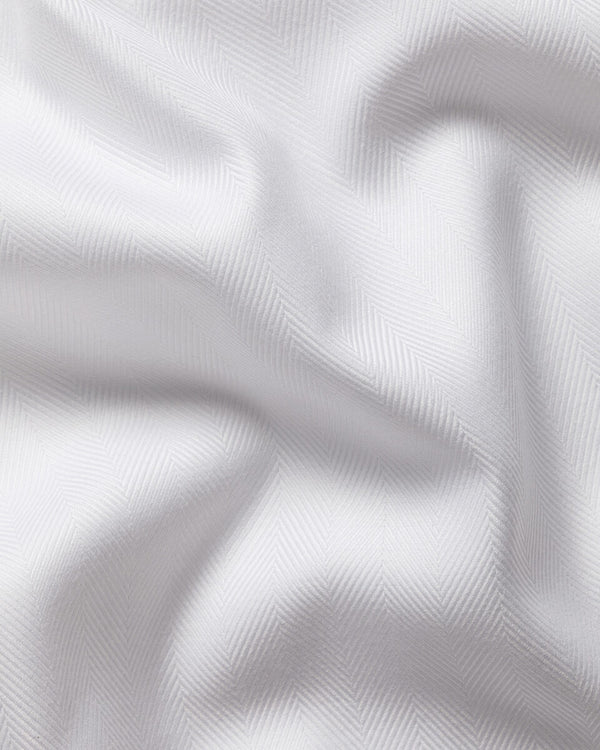 Non-Iron Herringbone Shirt - White