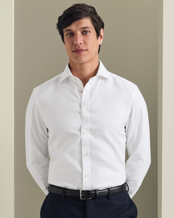 Non-Iron Herringbone Shirt - White
