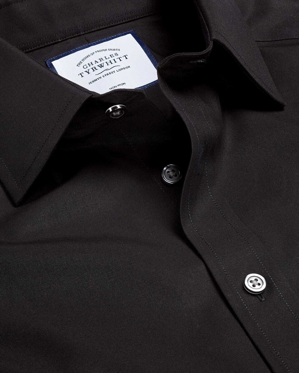 Non-Iron Stretch Poplin Shirt - Black Main image