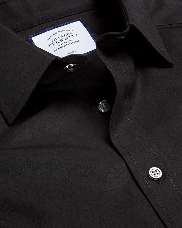 Non-Iron Stretch Poplin Shirt - Black
