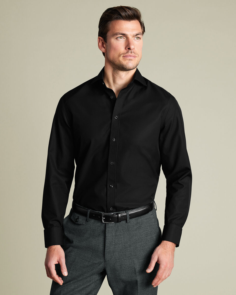 Non-Iron Stretch Poplin Shirt - Black