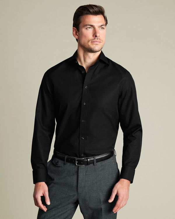 Non-Iron Stretch Poplin Shirt - Black