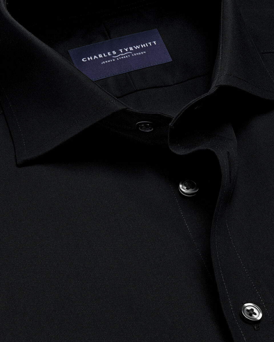 Non-Iron Stretch Poplin Shirt - Black Main image