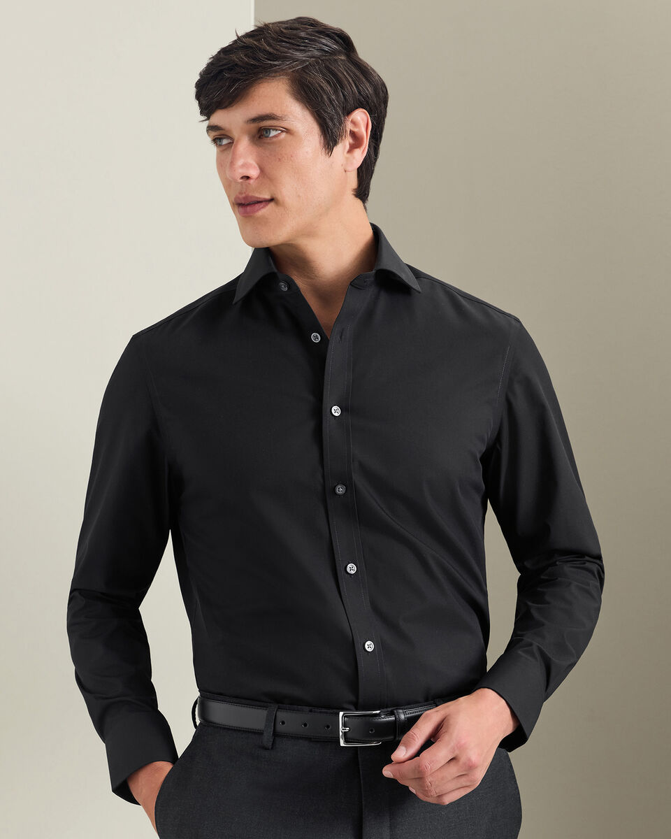 Non-Iron Stretch Poplin Shirt - Black Secondary image