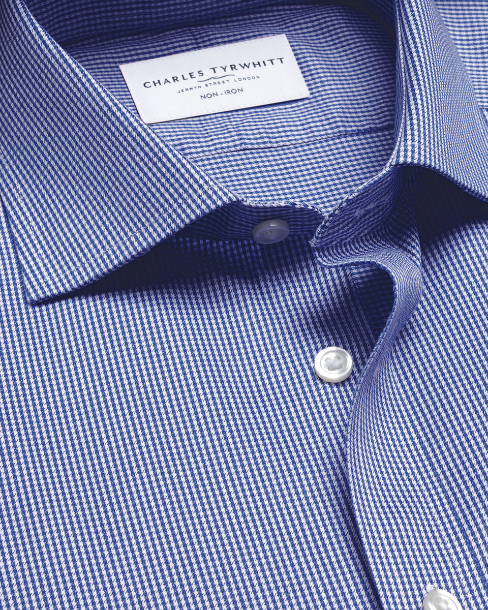 Non-Iron Puppytooth Shirt - Royal Blue Main image