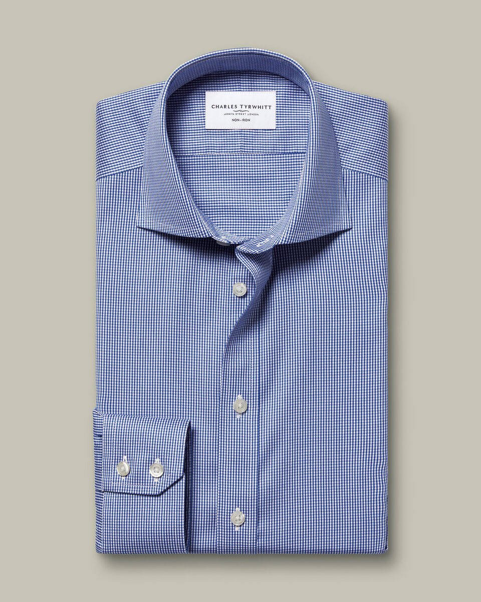 Non-Iron Puppytooth Shirt - Royal Blue