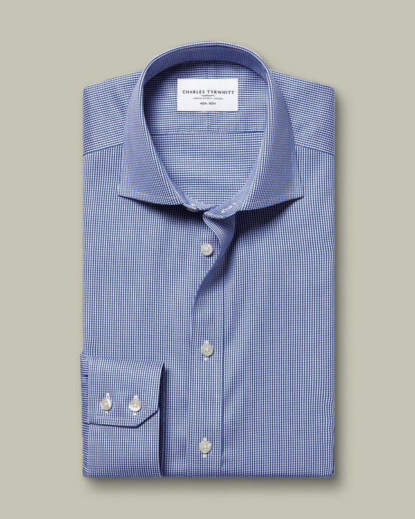 Non-Iron Puppytooth Shirt - Royal Blue