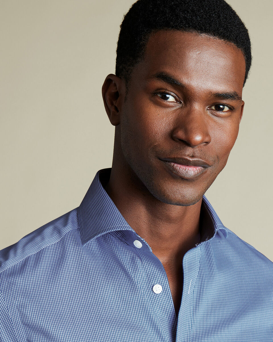 Non-Iron Puppytooth Shirt - Royal Blue