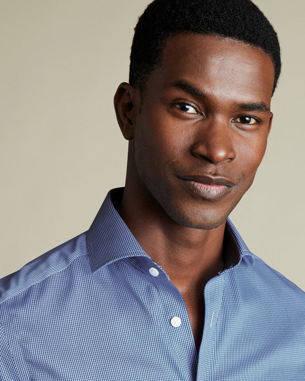 Non-Iron Puppytooth Shirt - Royal Blue