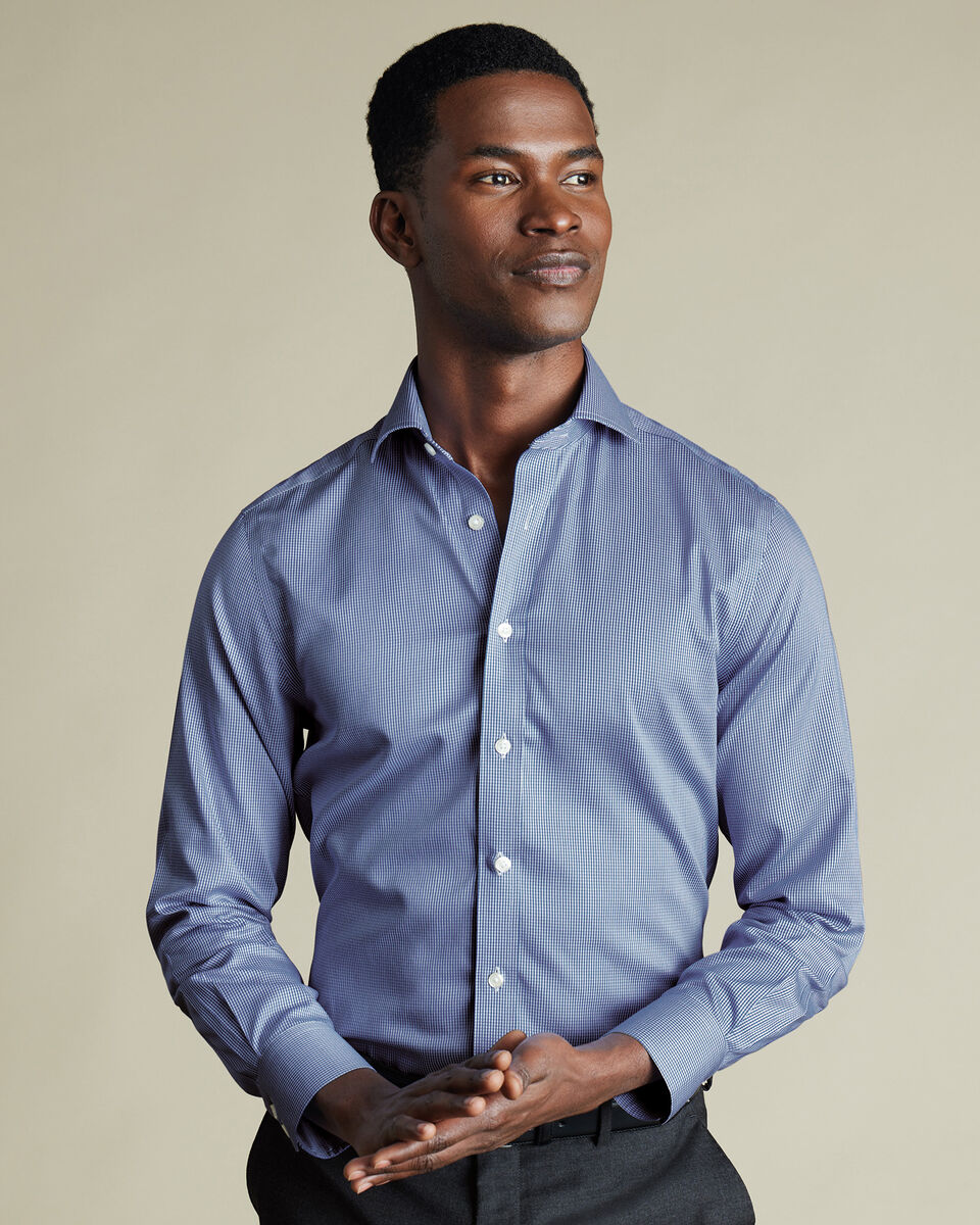 Non-Iron Puppytooth Shirt - Royal Blue