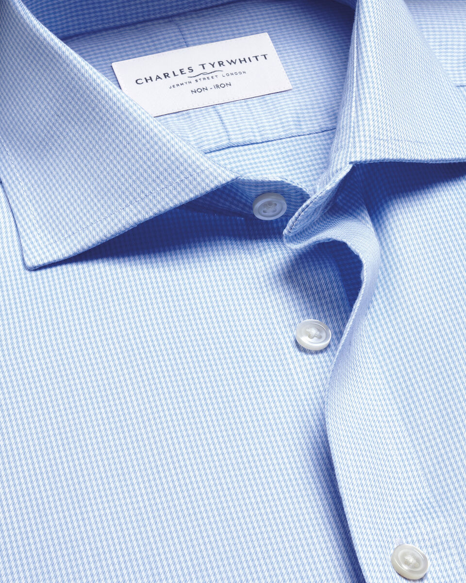 Non-Iron Puppytooth Shirt - Sky Blue Main image