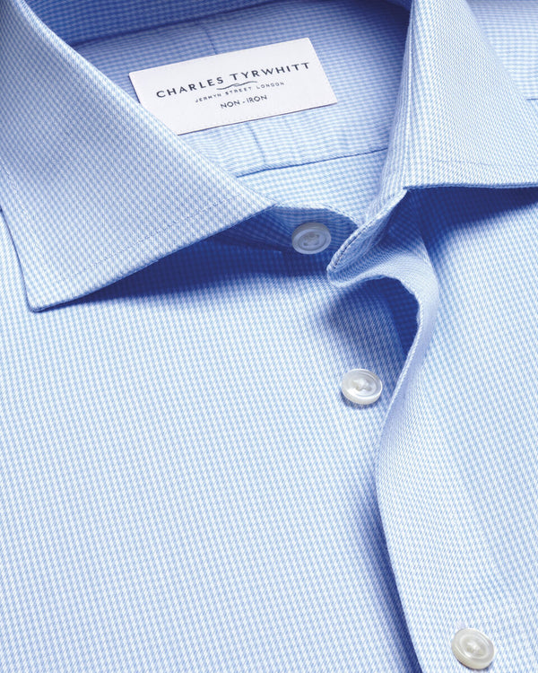 Non-Iron Puppytooth Shirt - Sky Blue