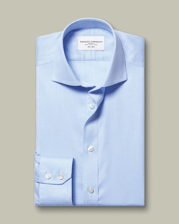 Non-Iron Puppytooth Shirt - Sky Blue