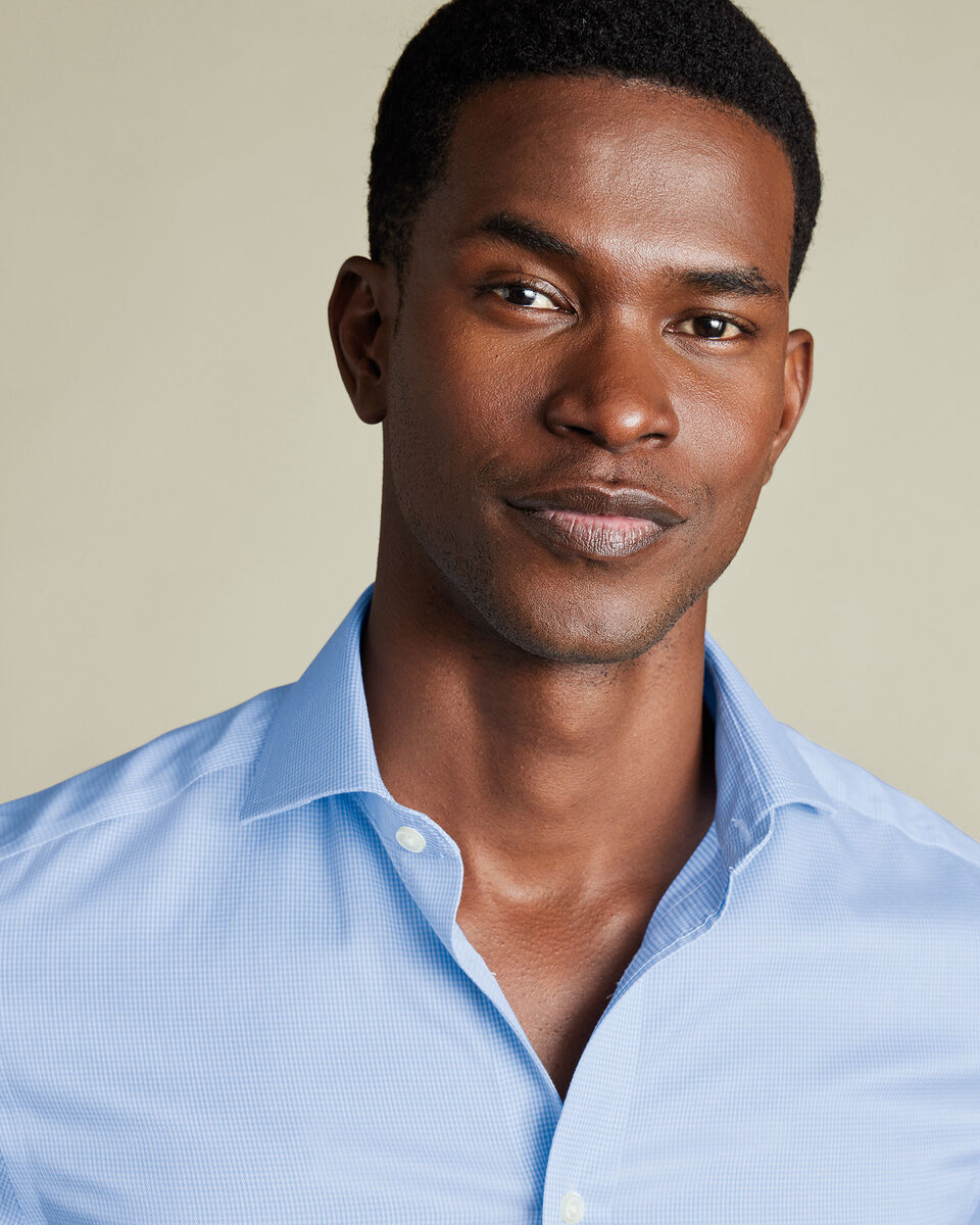Non-Iron Puppytooth Shirt - Sky Blue