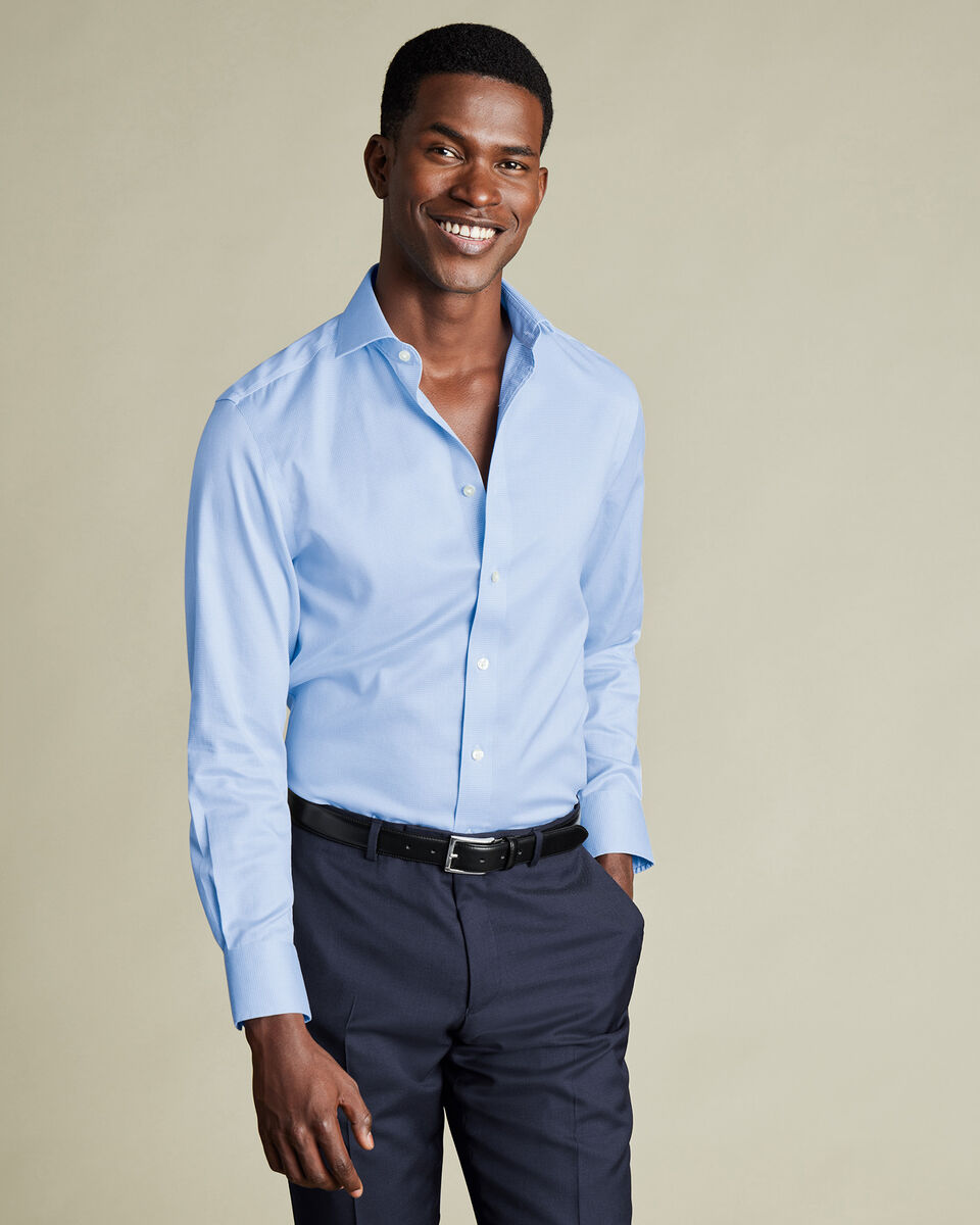 Non-Iron Puppytooth Shirt - Sky Blue Secondary image